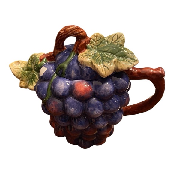 Sakura Sonoma China Purple grape vine two cup hand painted teapot 6" collectors - Picture 11 of 11